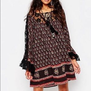 Free People Black and Red Mini Dress